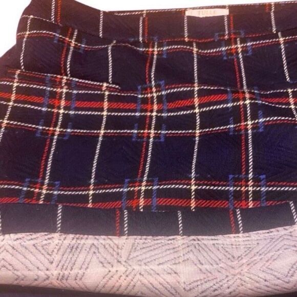 Tulle Wm’s Wool Blue Red Plaid Tartan Tweed Lined Back Pockets Mini Skirt Y2K Sz - Picture 3 of 4